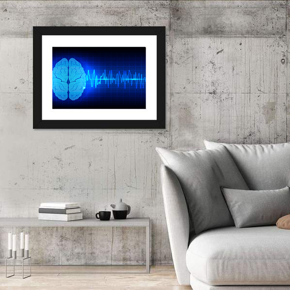 Glowing Brain Wave Visualization Wall Art