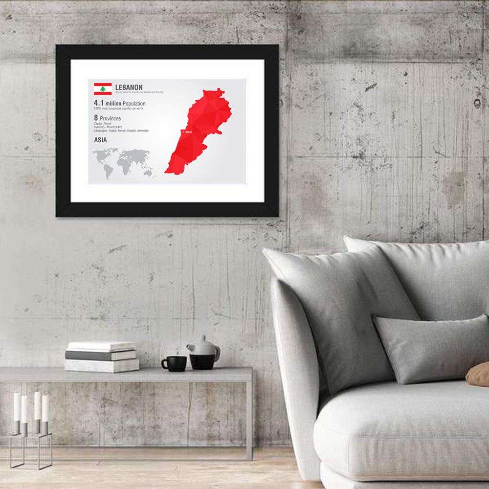 Lebanon Geometric Map Wall Art