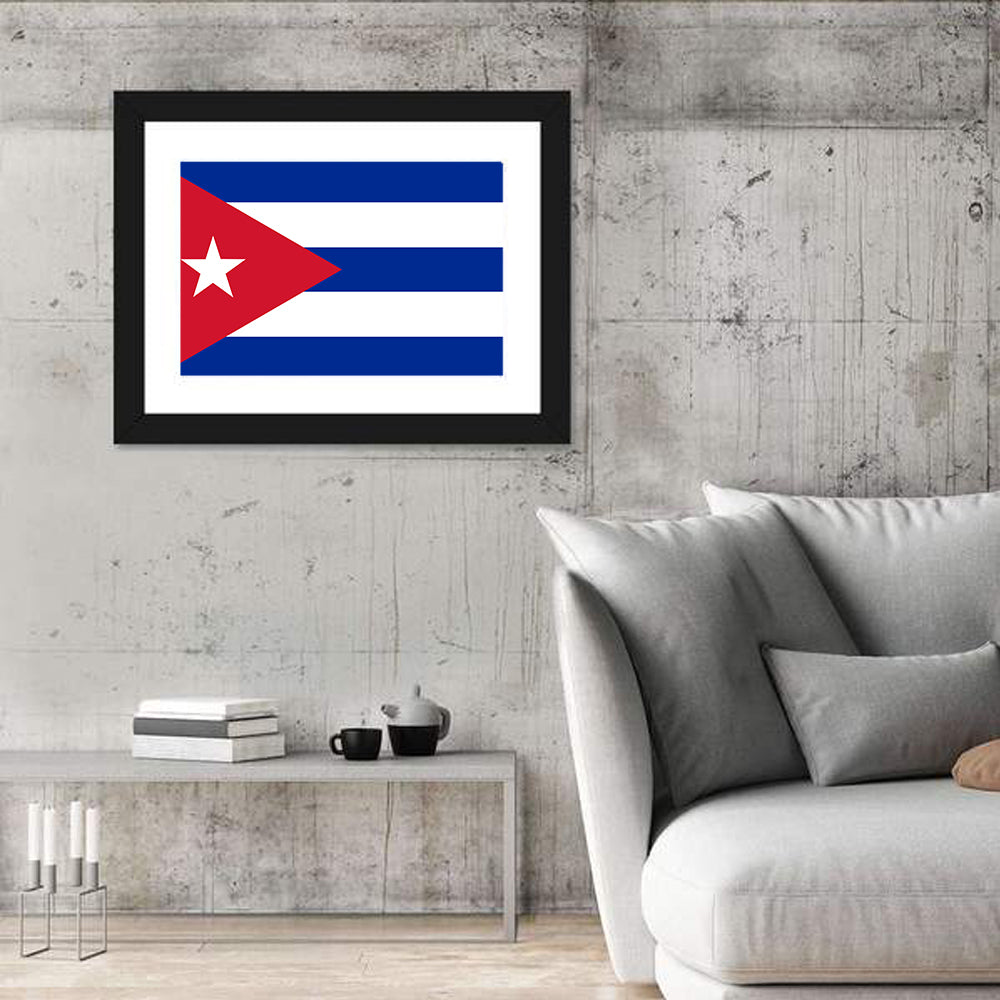 Cuban National Flag Wall Art in a room, landscape