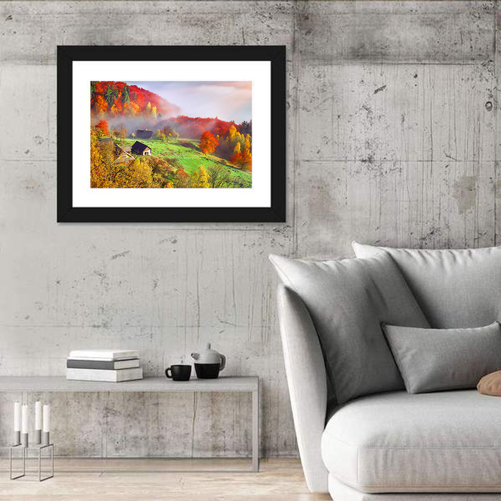Carpathian Mountains Landscape Wall Art in a room, landscape