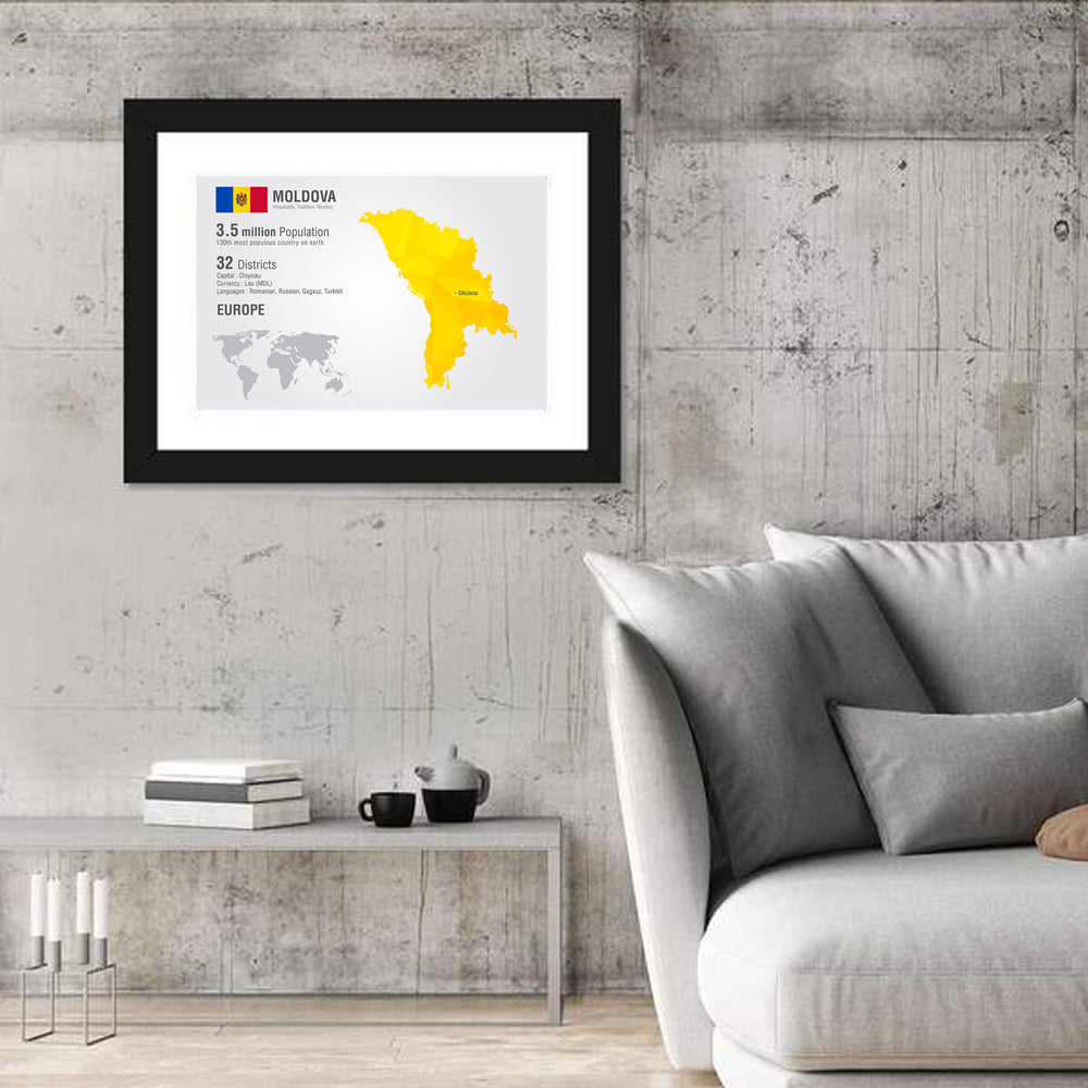 Moldova Low-poly Map Infographic Wall Art