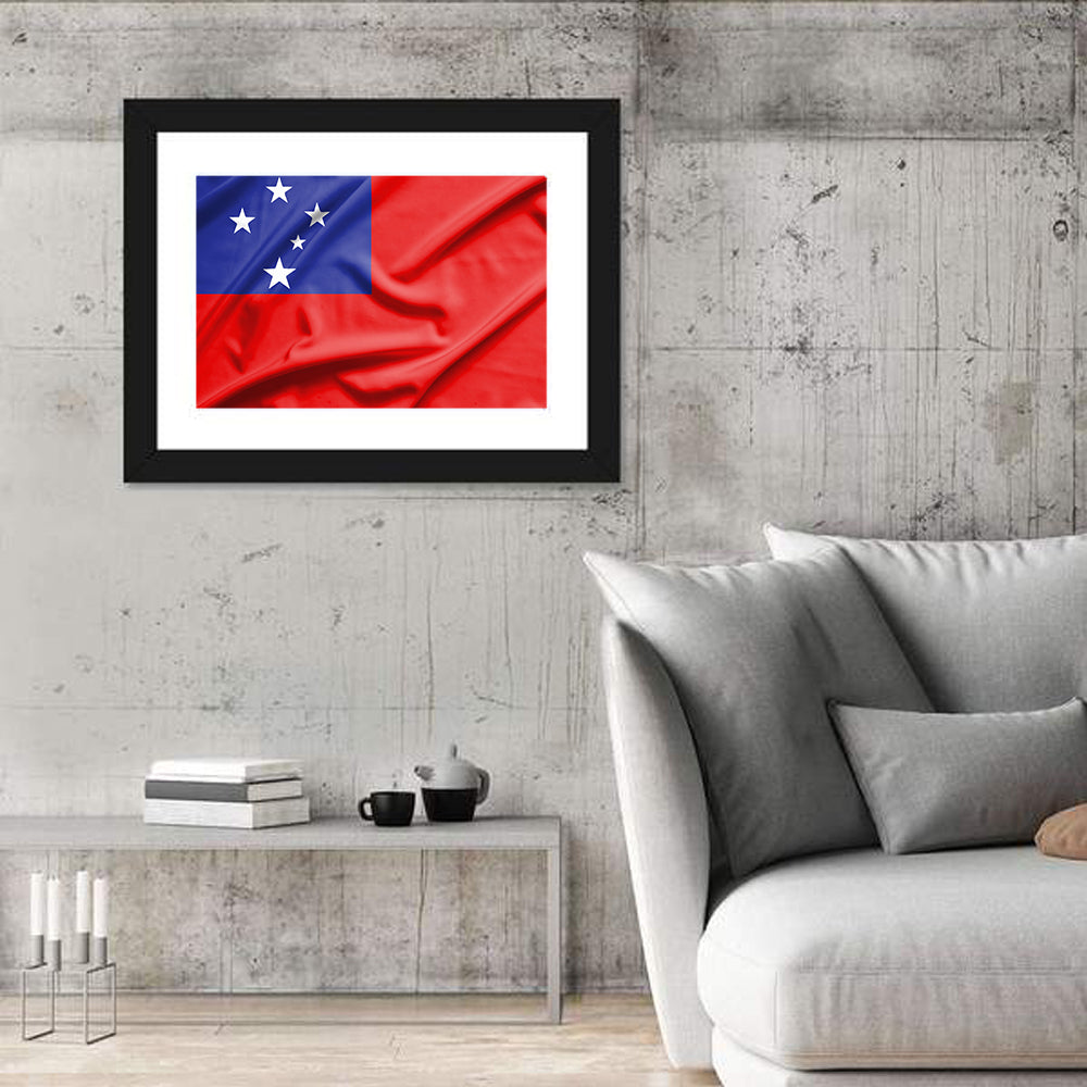 Samoa Flag with Stars Wall Art in a room, landscape