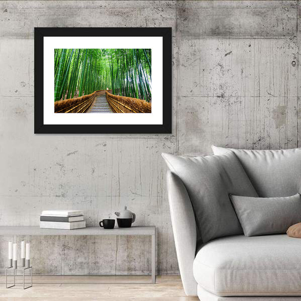 Stone Steps in Kyoto Bamboo Forest Wall Art