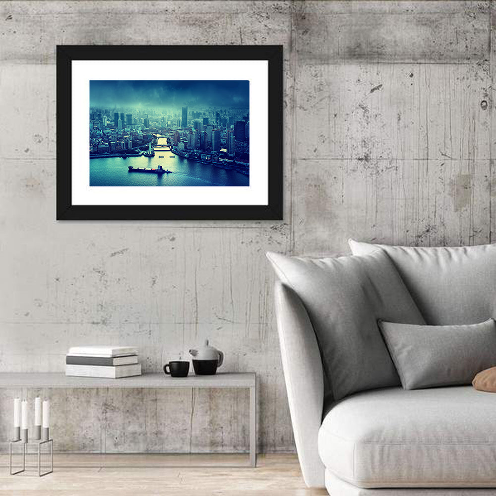 Shanghai Skyline at Sunset Wall Art