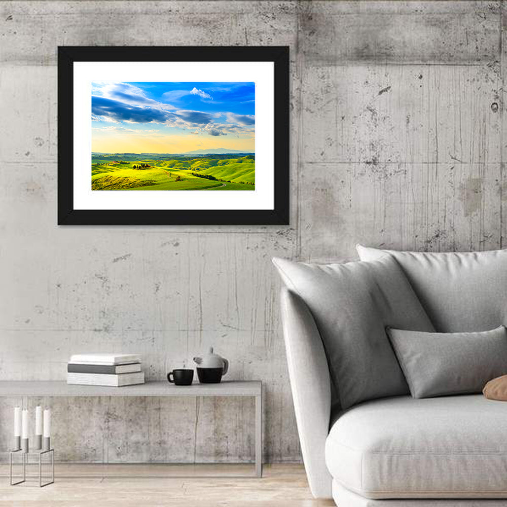 Cypress Farmhouse at Golden Hour Wall Art