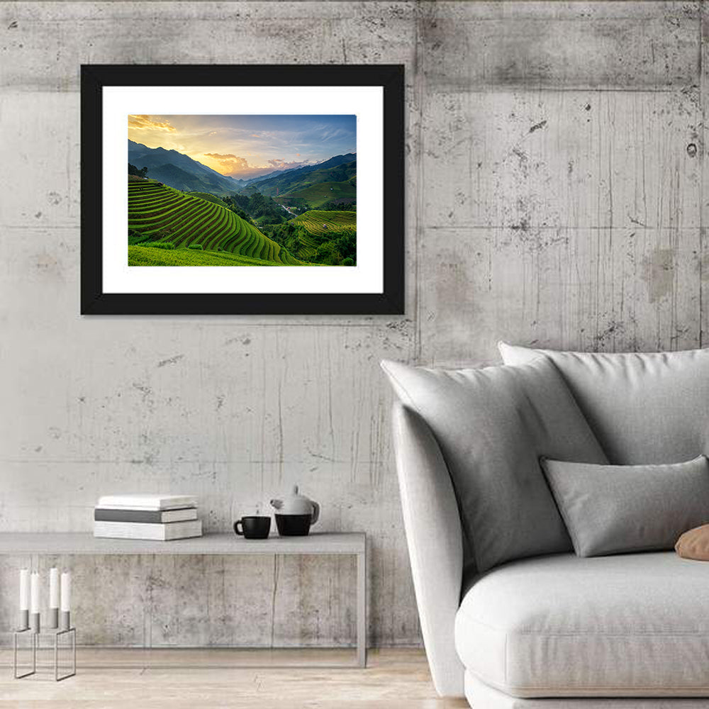 Vietnam Terraced Rice Fields Wall Art in a room, landscape