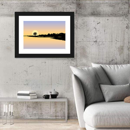 Lone Tree Sunset Over Lake Wall Art