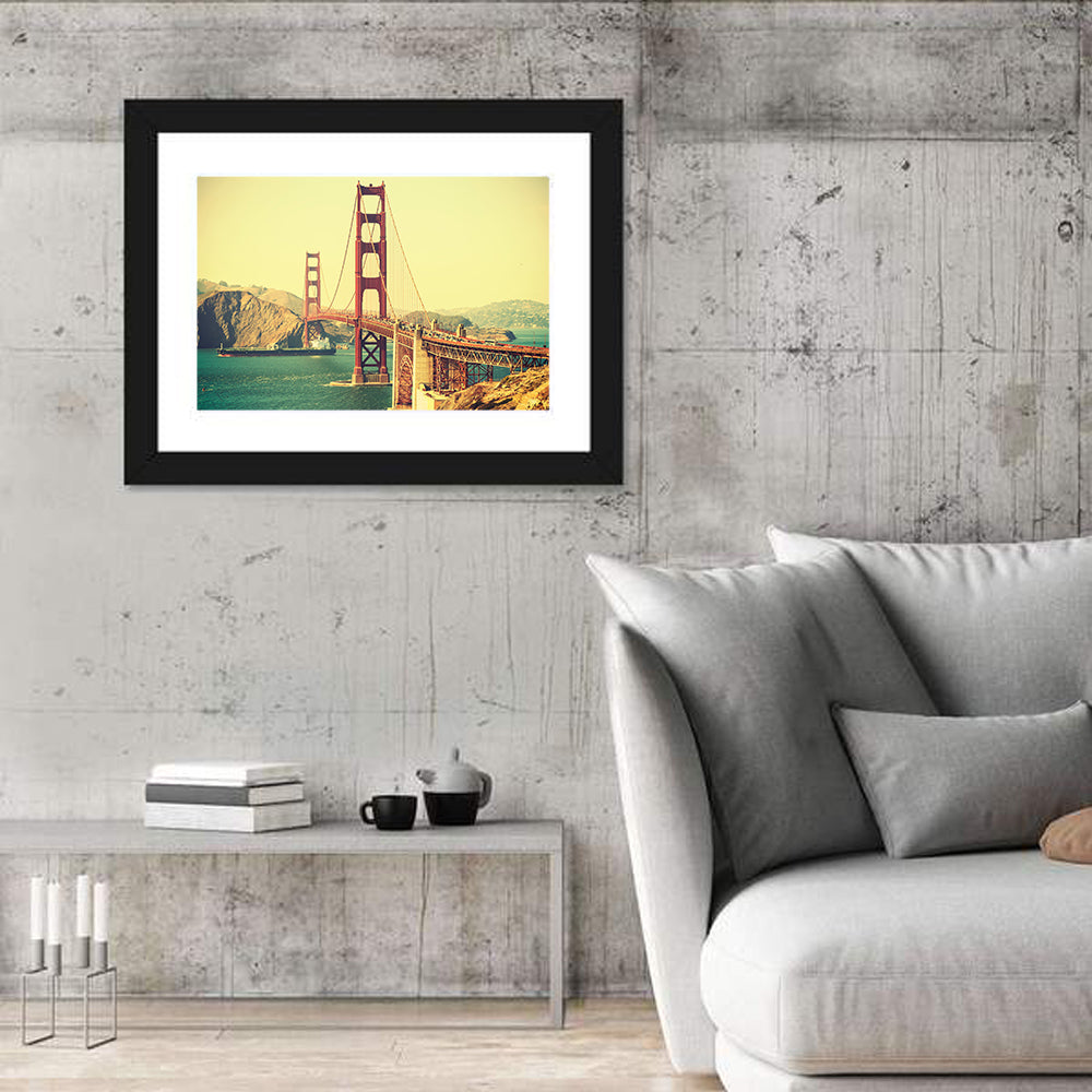 Golden Gate Bridge with Cargo Ship Wall Art