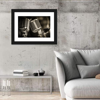Three Vintage Studio Microphones Wall Art