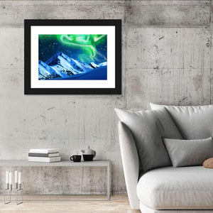 Northern Lights Over Snowy Mountains Wall Art