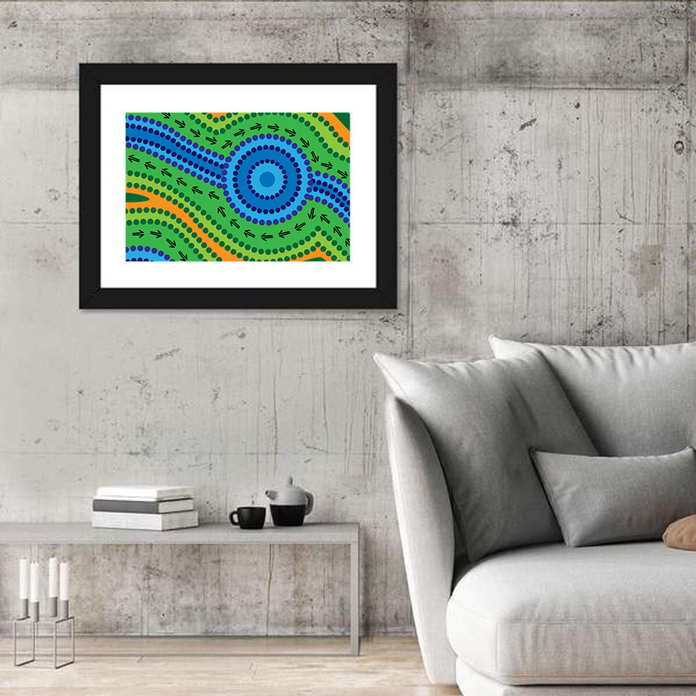 Aboriginal Dot Lake Illustration Wall Art