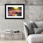 Autumn Stream with Textured Rocks Wall Art
