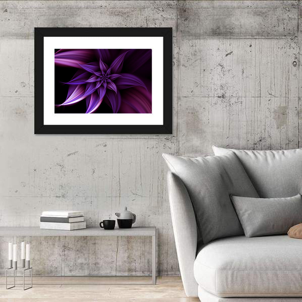 Elegant Purple Spiral Blossom Wall Art in a room, landscape