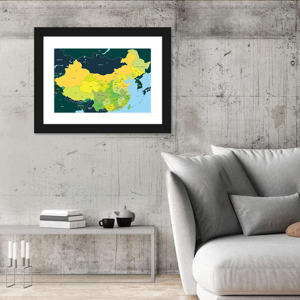 Political Map of China Wall Art