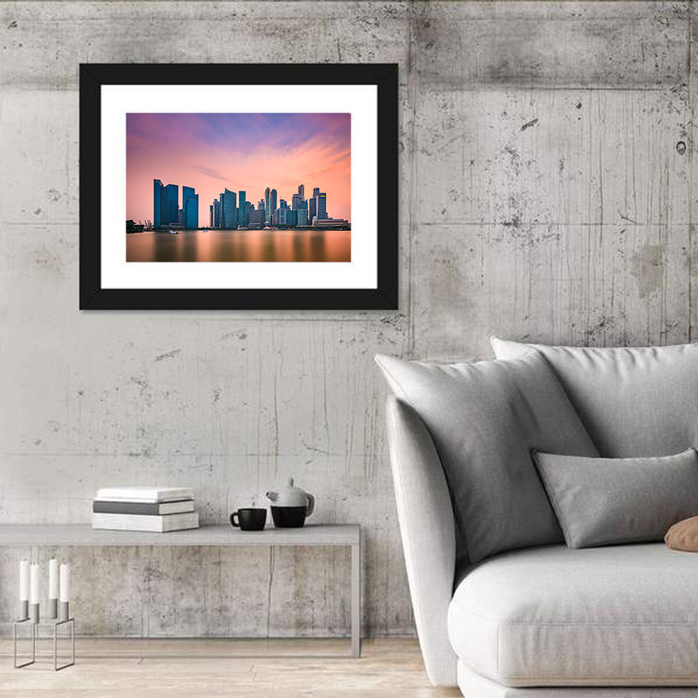 Marina Bay Singapore Skyline Wall Art in a room, landscape