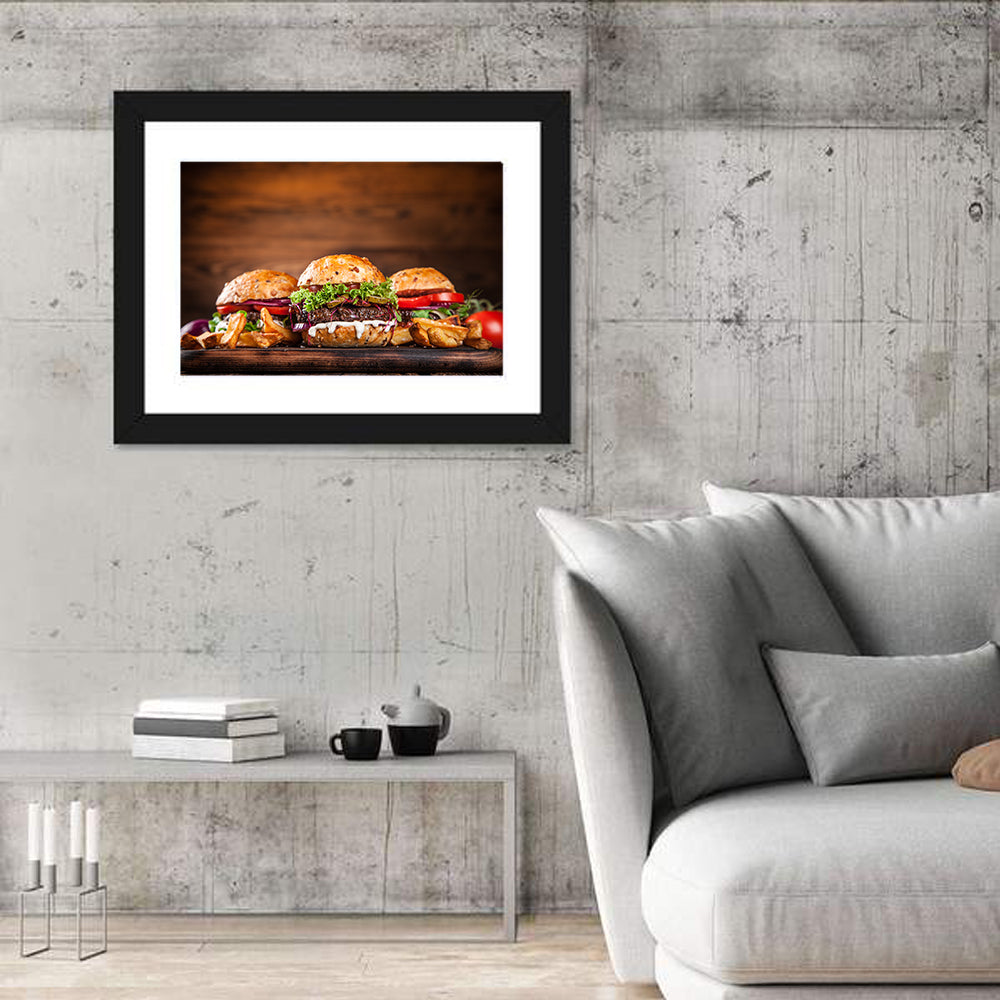 Rustic Homemade Burger Trio Wall Art