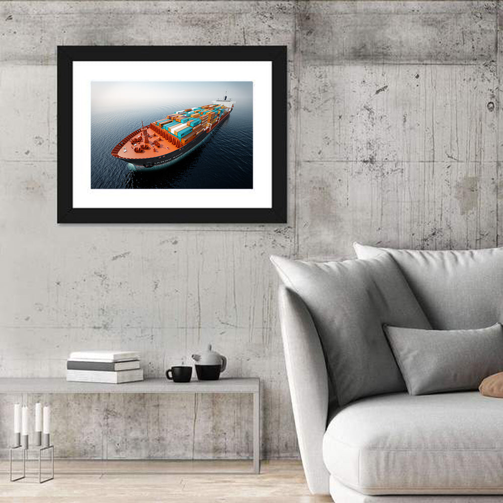 Container Ship at Sea Wall Art