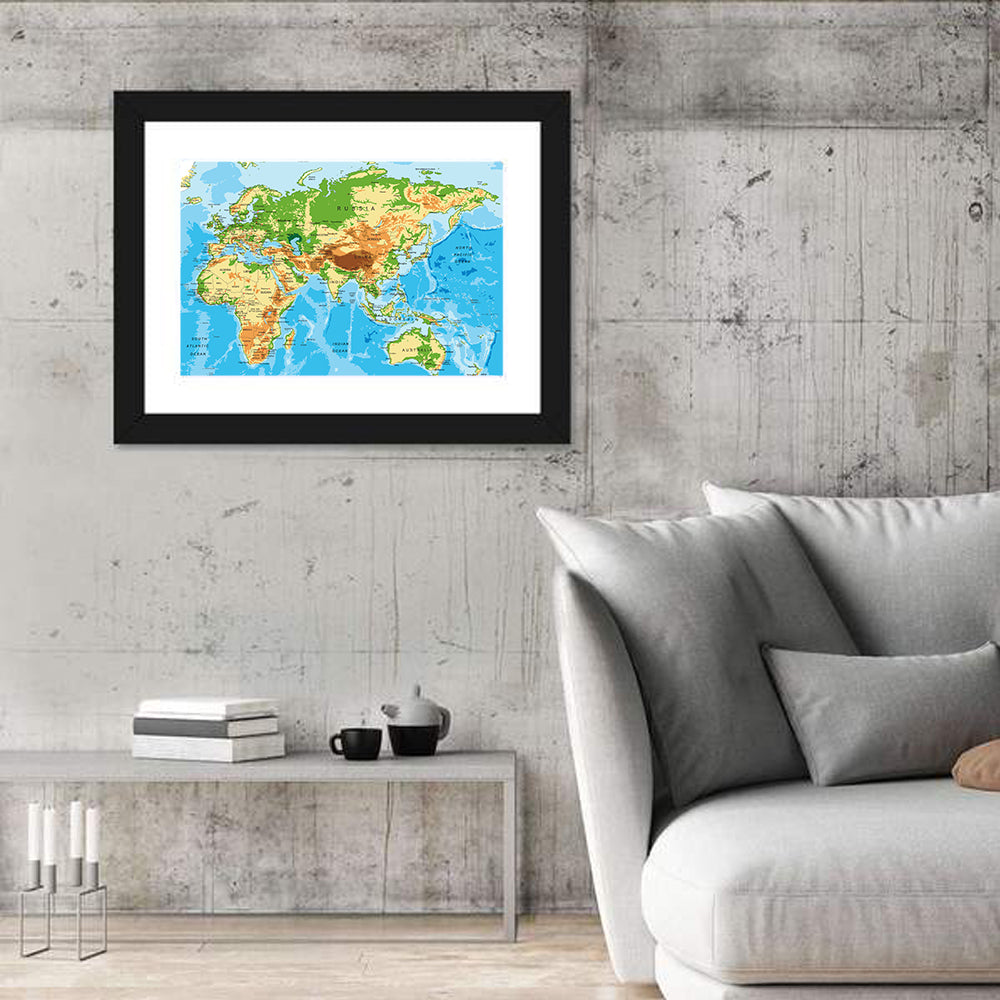 Physical World Map Wall Art