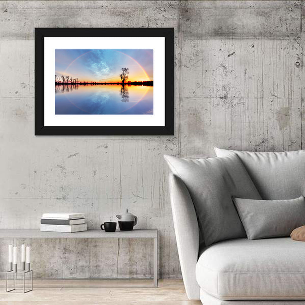 Rainbow Sunrise Over Lake Wall Art