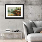 Old Fishing Village Watercolor Wall Art