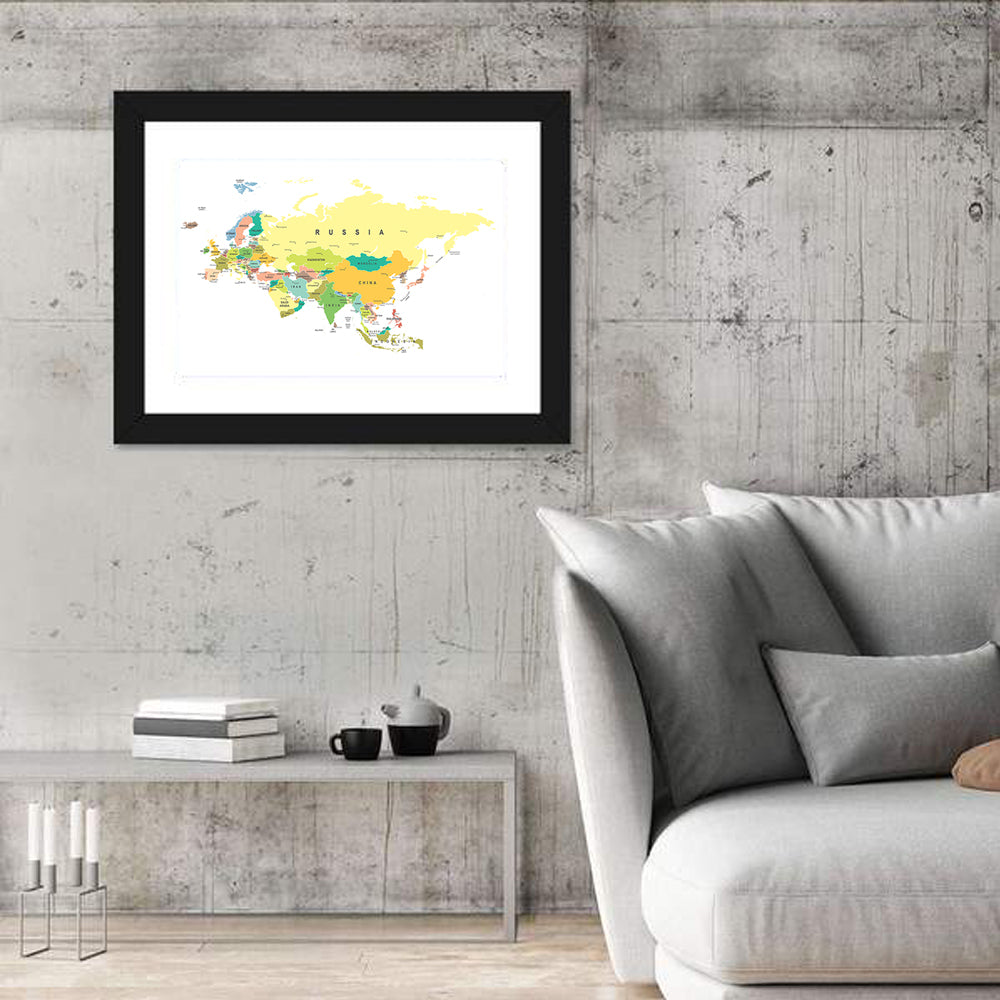 Eurasia Map with Country Labels Wall Art