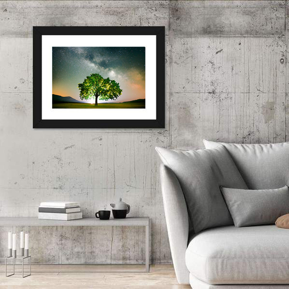 Lone Tree Under Milky Way Wall Art