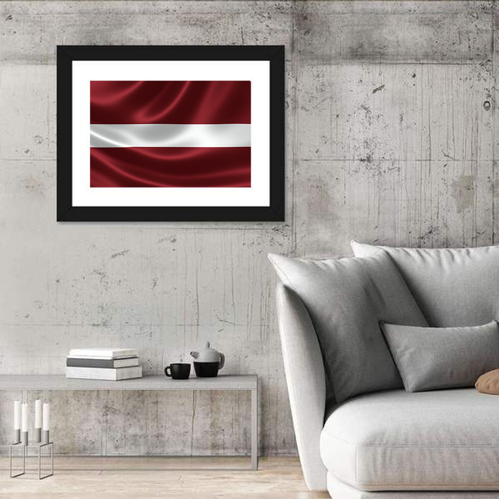 Flag of Latvia Wall Art in a room, landscape