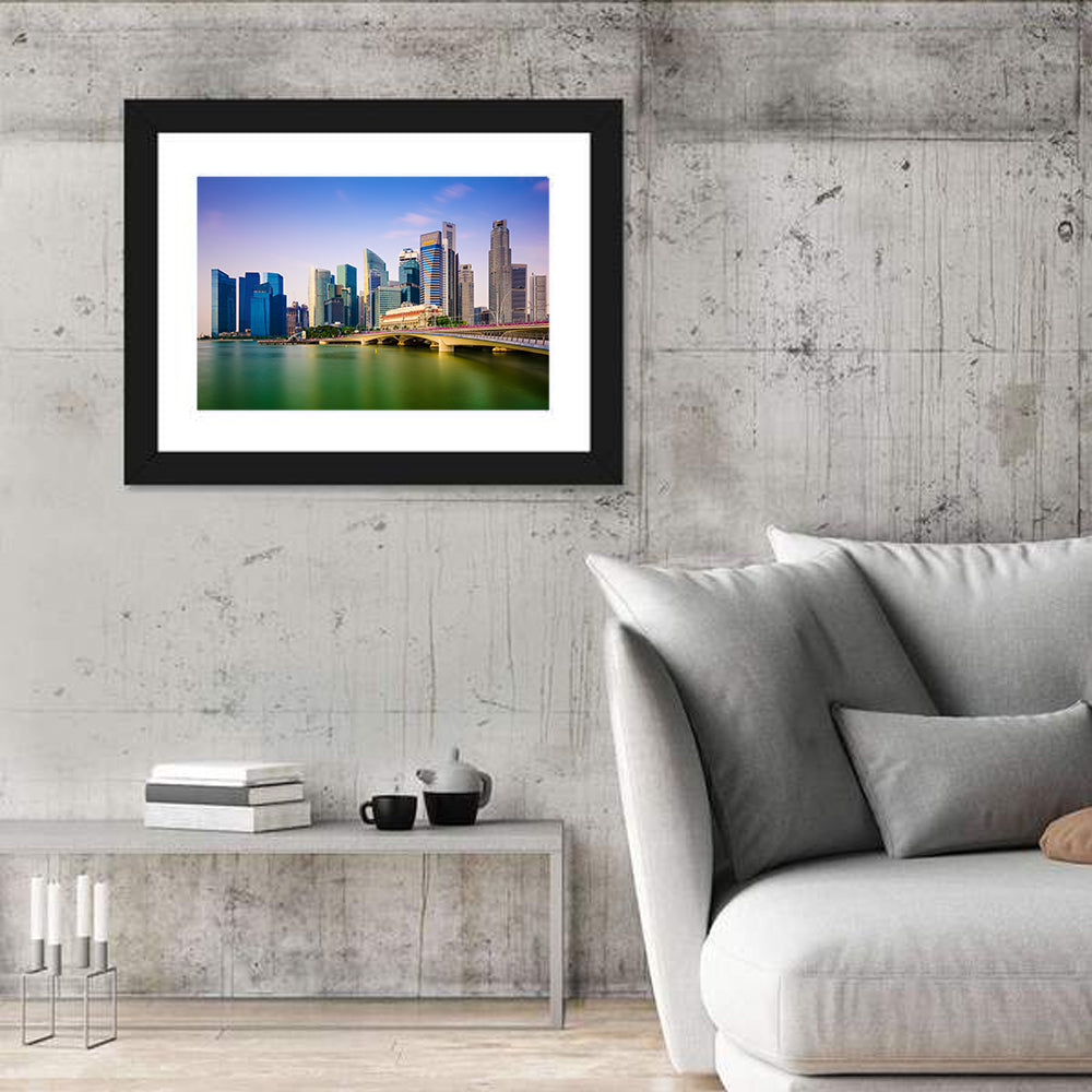 Singapore Skyline with Esplanade Bridge Wall Art