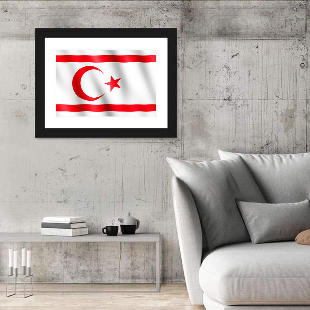 Northern Cyprus Flag Wall Art in a room, landscape