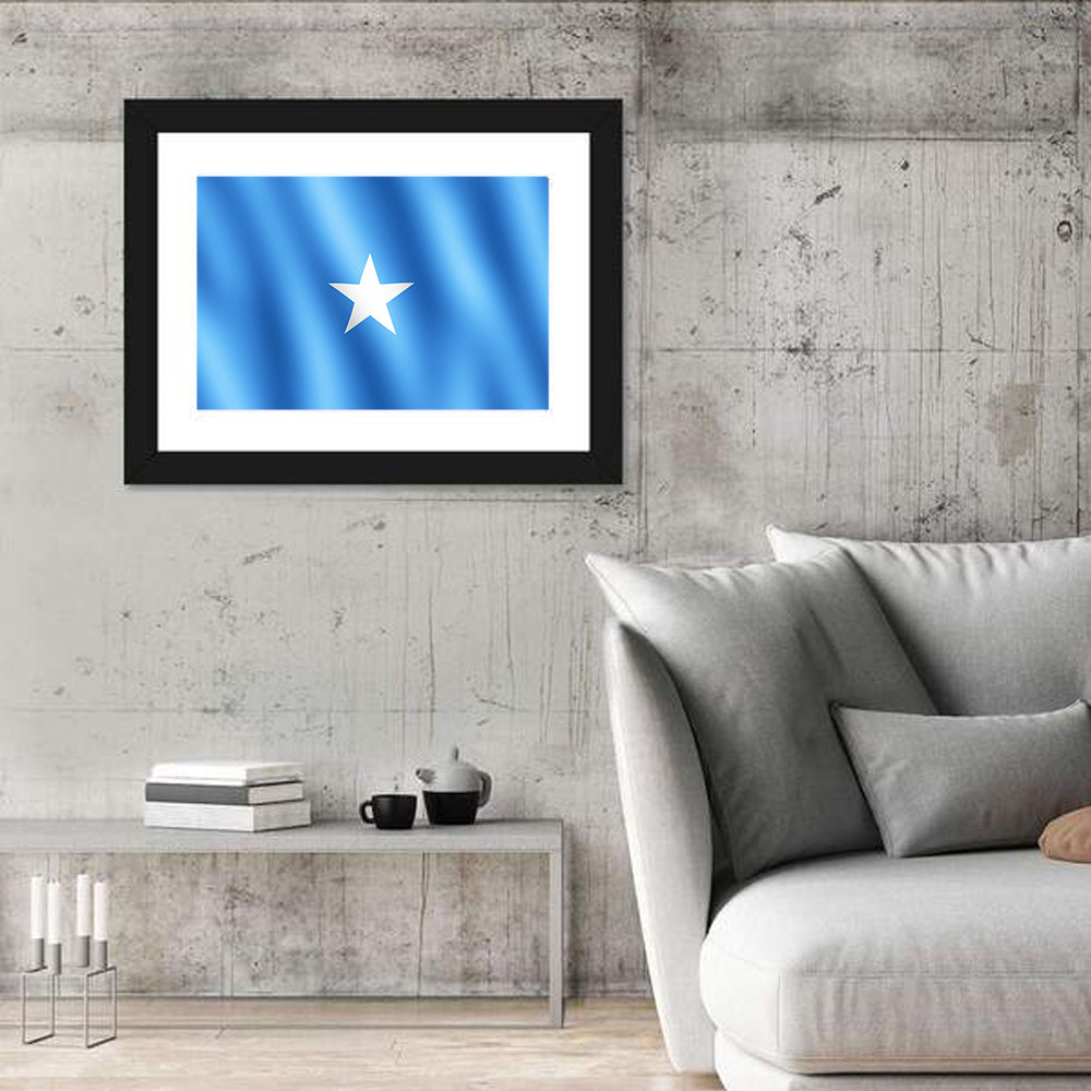 Somalia Flag with Five-pointed Star Wall Art in a room, landscape