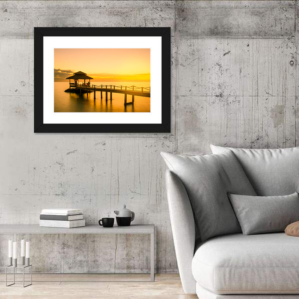 Phuket Wooden Pier at Sunset Wall Art in a room, landscape
