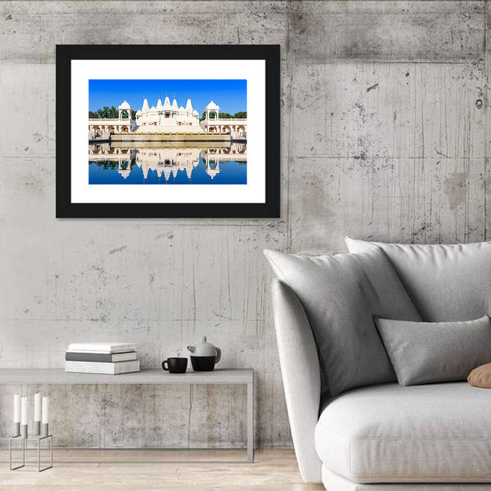 Ornate White Hindu Temple, Atlanta Wall Art in a room, landscape