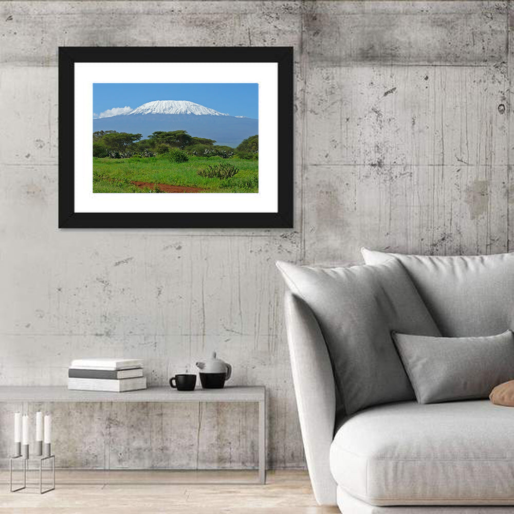 Mount Kilimanjaro Snow Capped Peak Wall Art in a room, landscape
