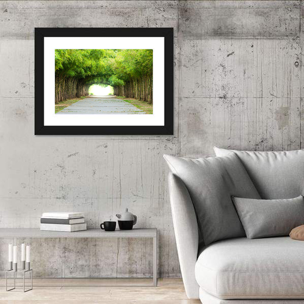 Kyoto Bamboo Canopy Walkway Wall Art in a room, landscape
