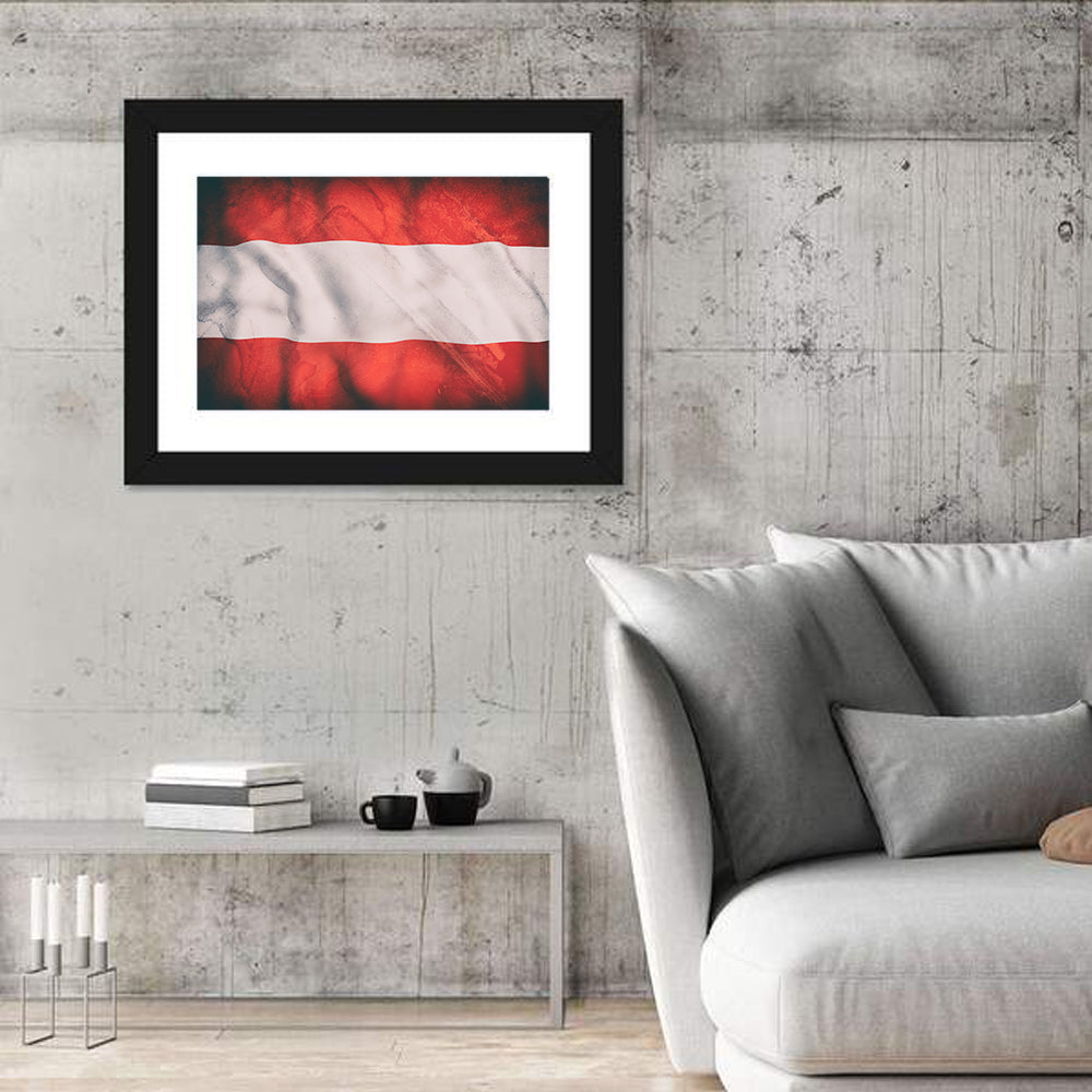 Waving Austrian Flag Wall Art in a room, landscape