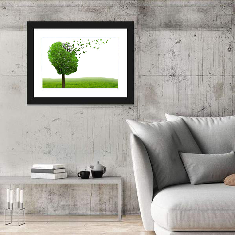 Memory Loss Tree Profile Wall Art in a room, landscape