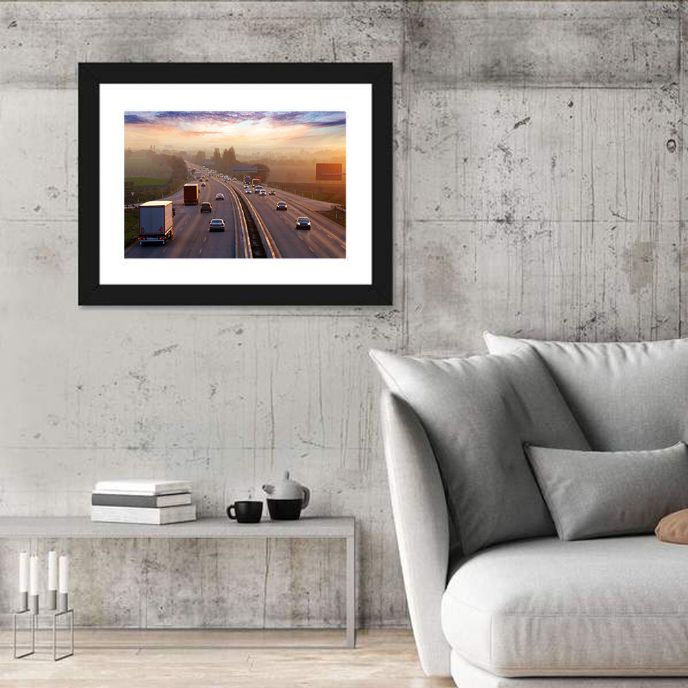 Chinese Highway at Sunset Wall Art in a room, landscape