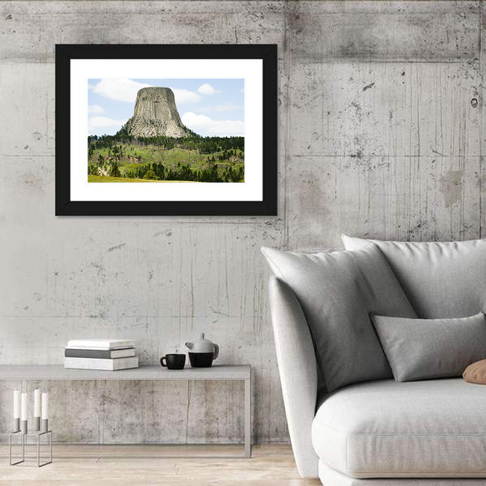 Devils Tower Columnar Monolith Wall Art in a room, landscape
