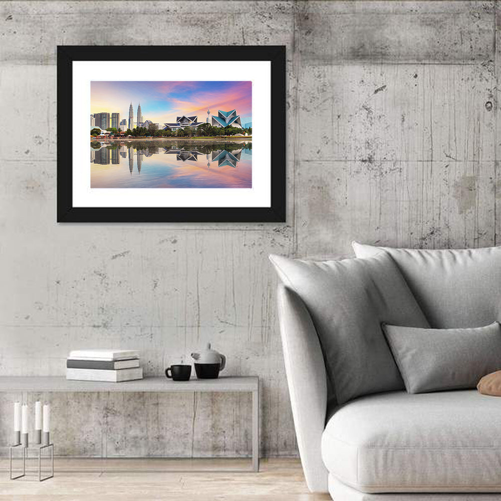 Kuala Lumpur Skyline at Titiwangsa Park Wall Art in a room, landscape