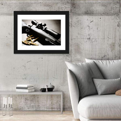 Bolt-action Sniper Rifle with Brass Cartridges Wall Art