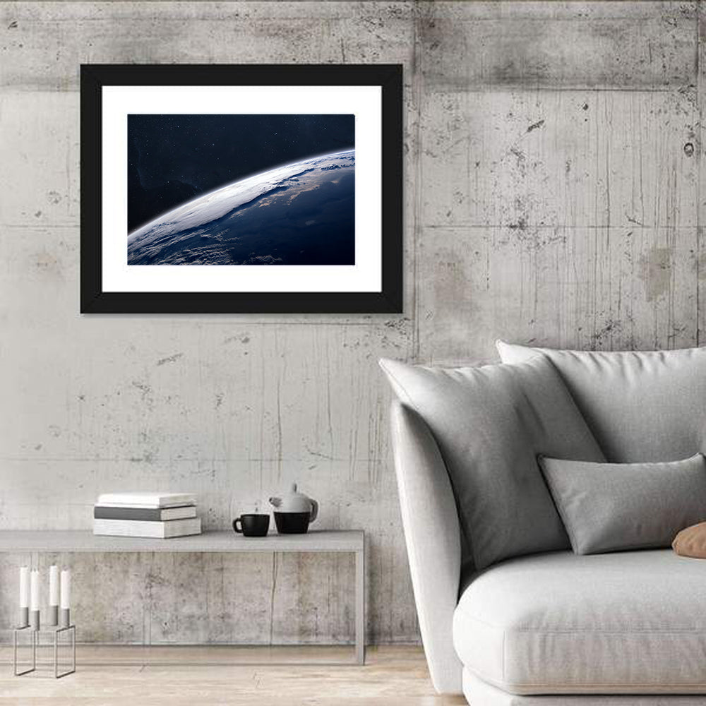 Planet Earth from Space Wall Art in a room, landscape