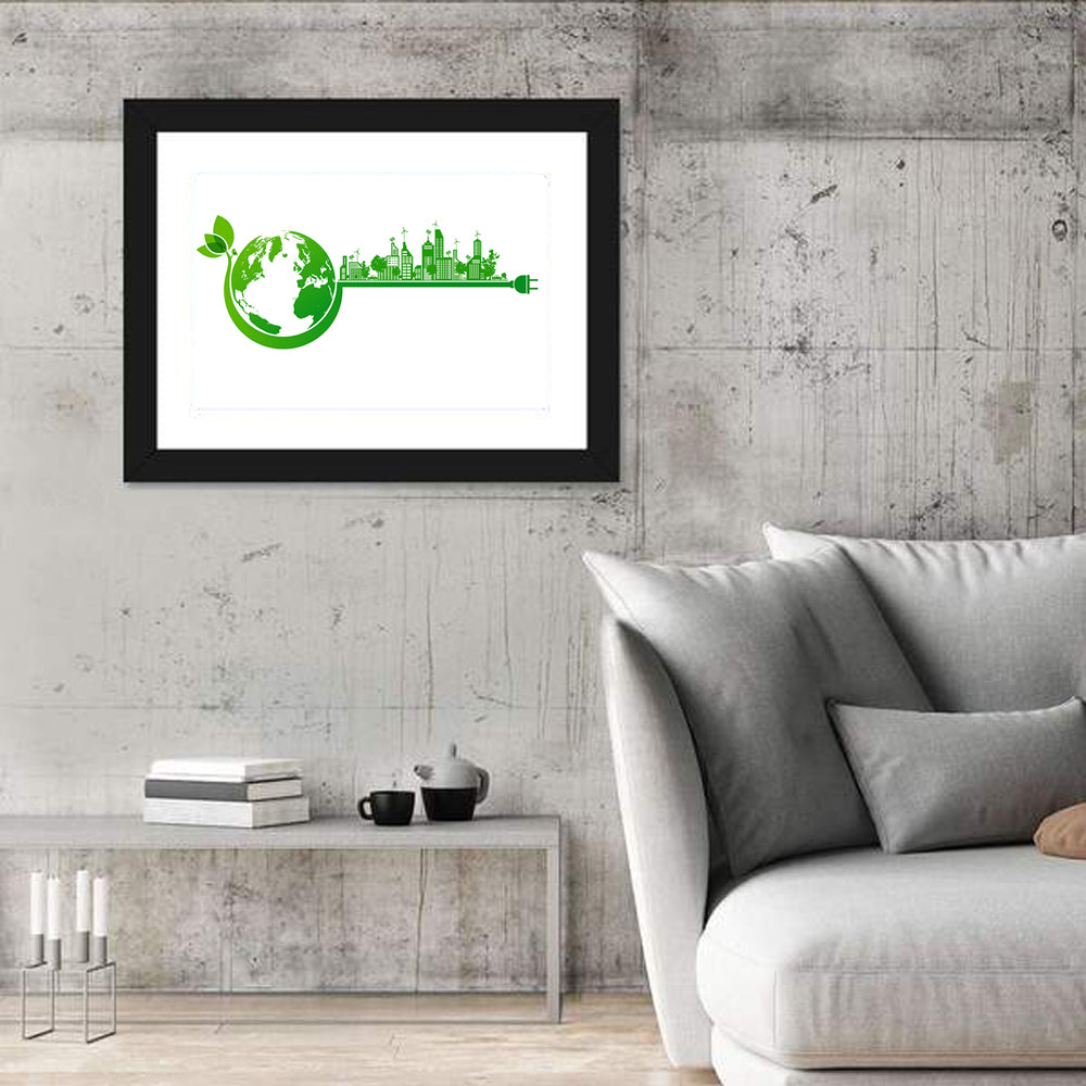 Earth and City Eco Concept Wall Art in a room, landscape