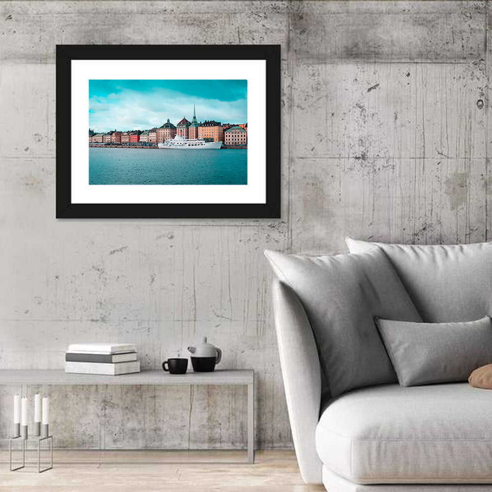 Stockholm Harbour Wall Art in a room, landscape