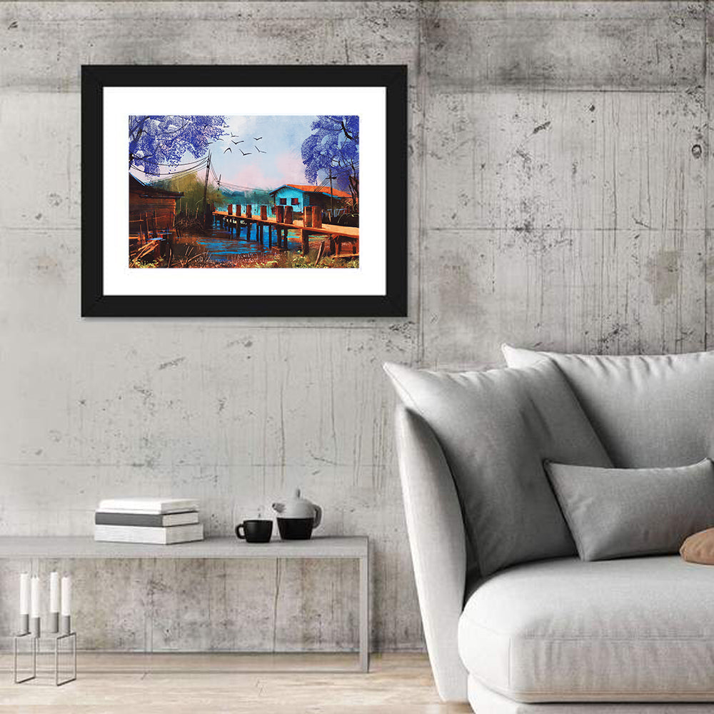 Rustic Fishing Village Pier Wall Art