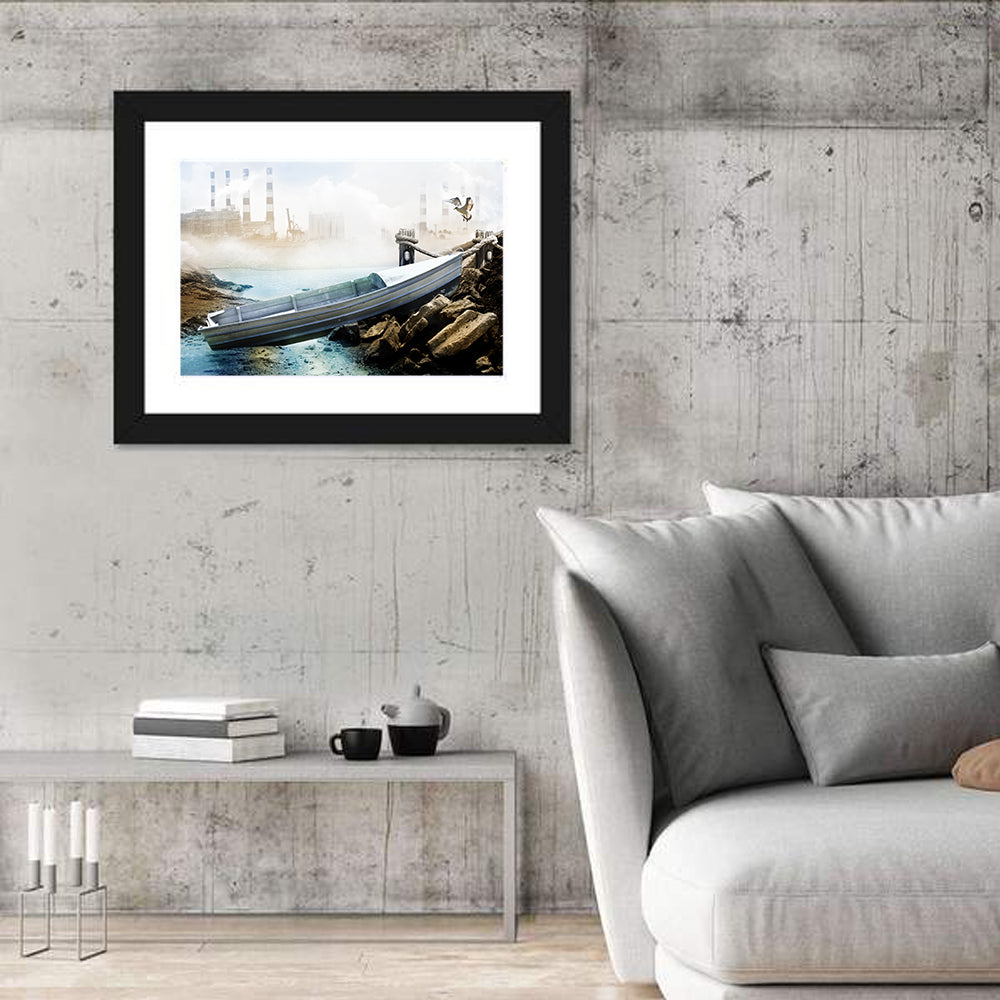 Aluminum Boat on Dry Lake Bed Wall Art