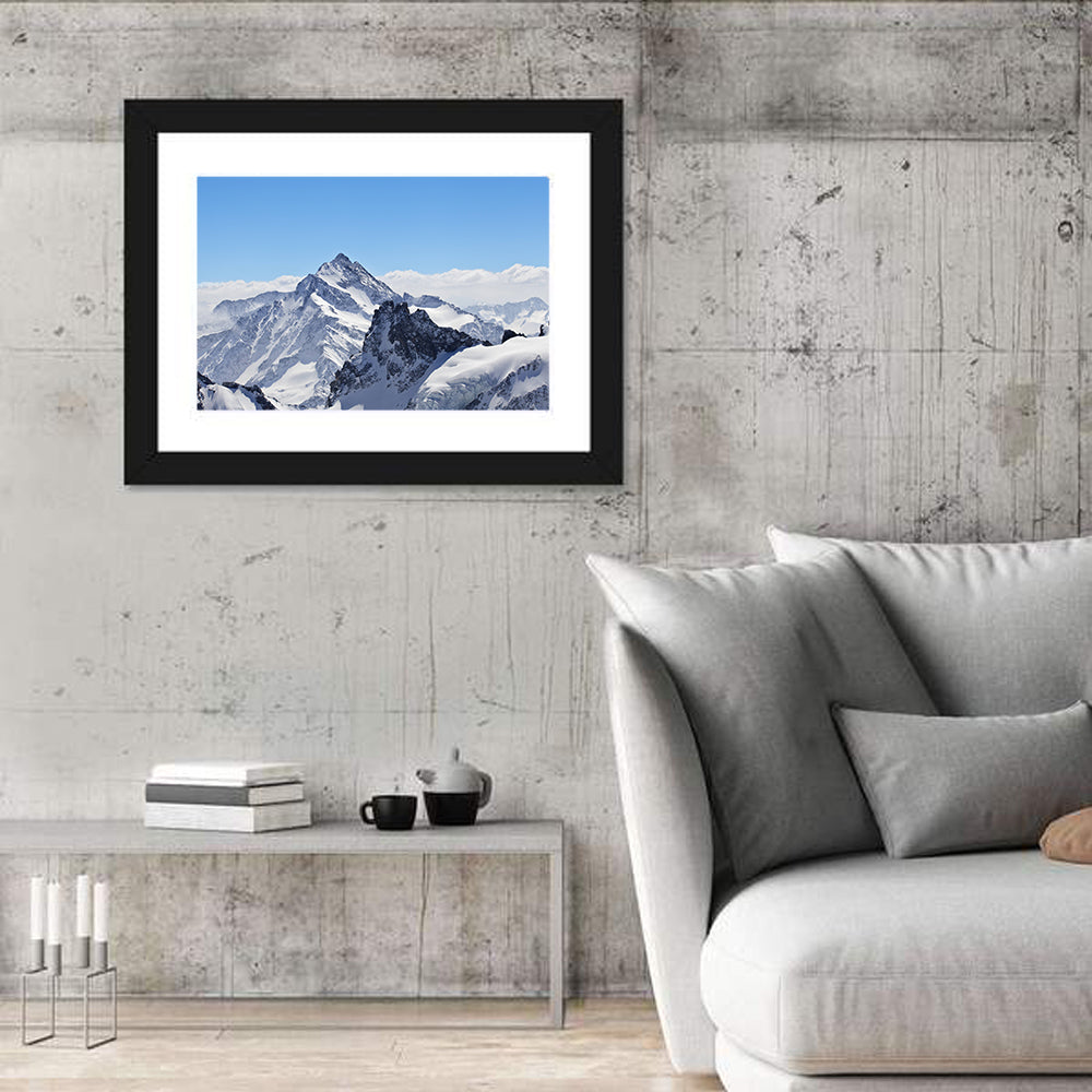Matterhorn Winter Landscape Wall Art in a room, landscape