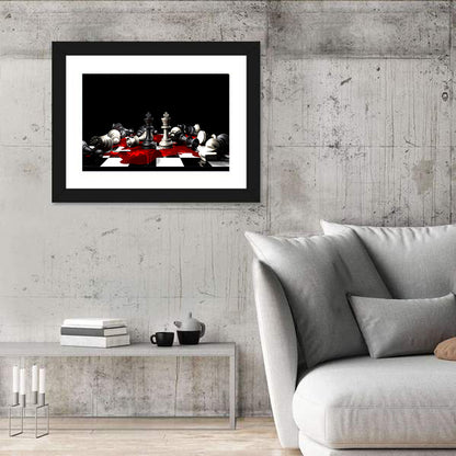 Two Kings on Black Chessboard Wall Art