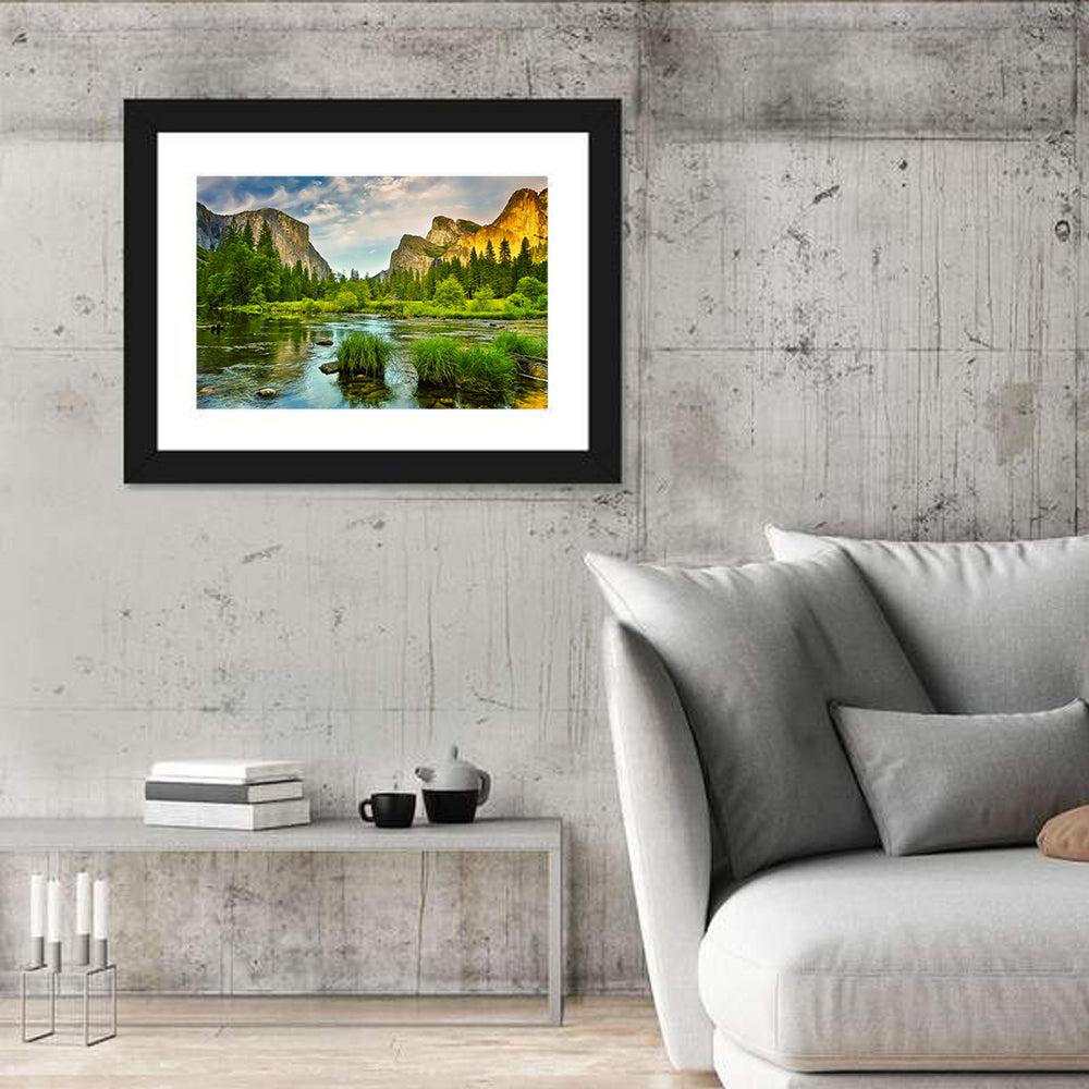 Yosemite Valley River Wall Art in a room, landscape