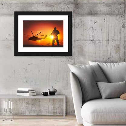 Soldier Silhouette at Sunset Wall Art