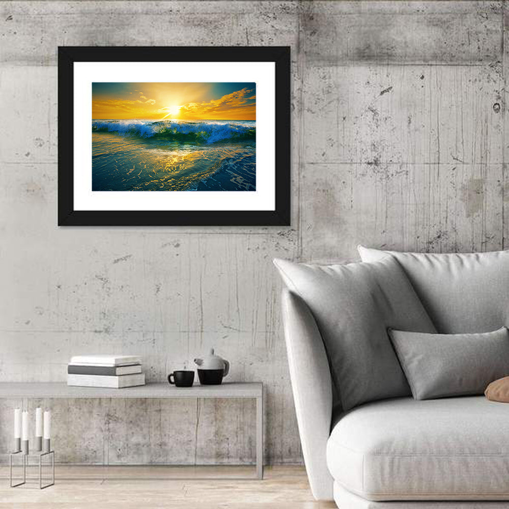 Ocean Waves At Sunrise Wall Art